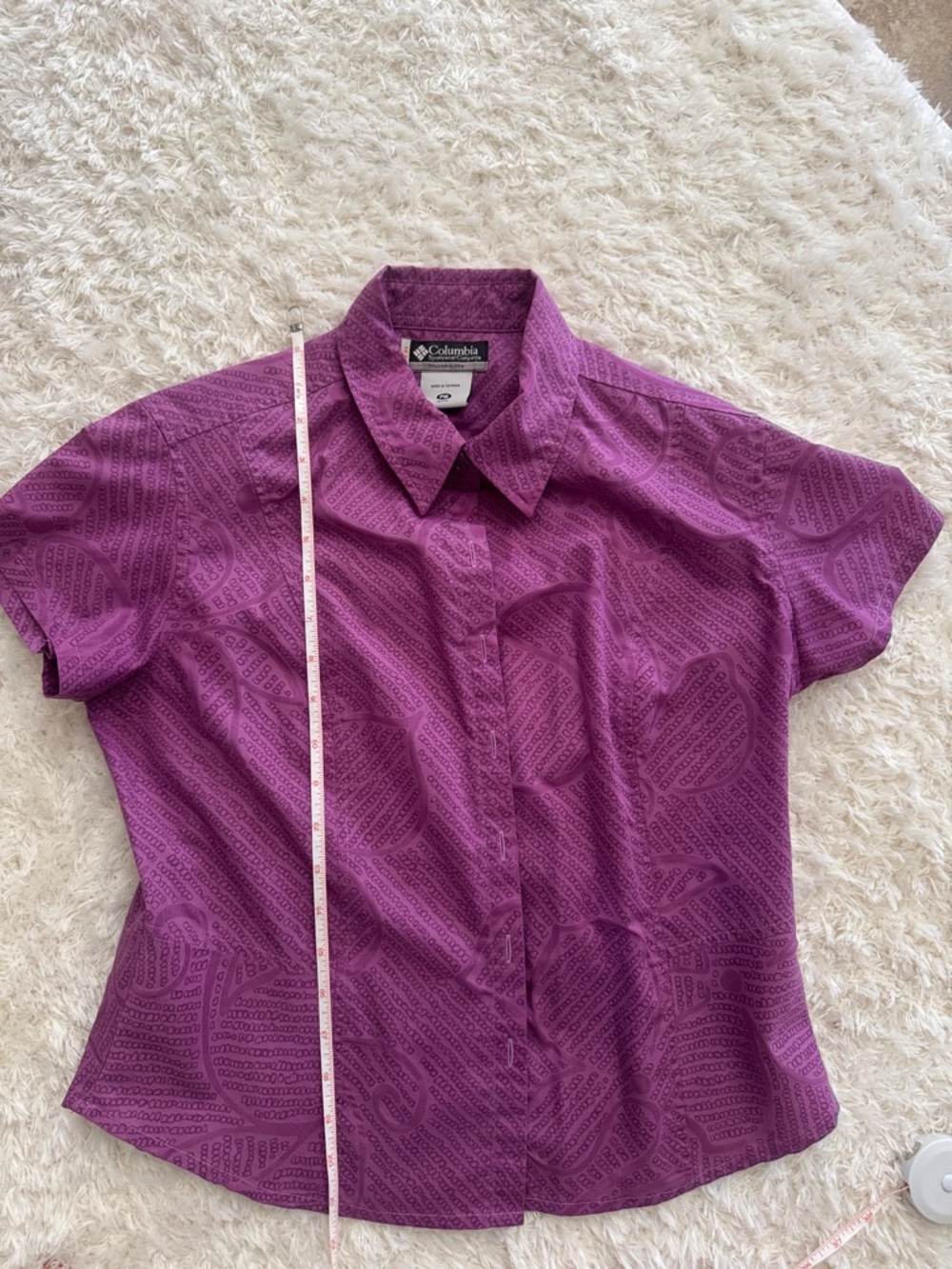 Columbia Women's Short-Sleeve Button Front Shirt in Purple